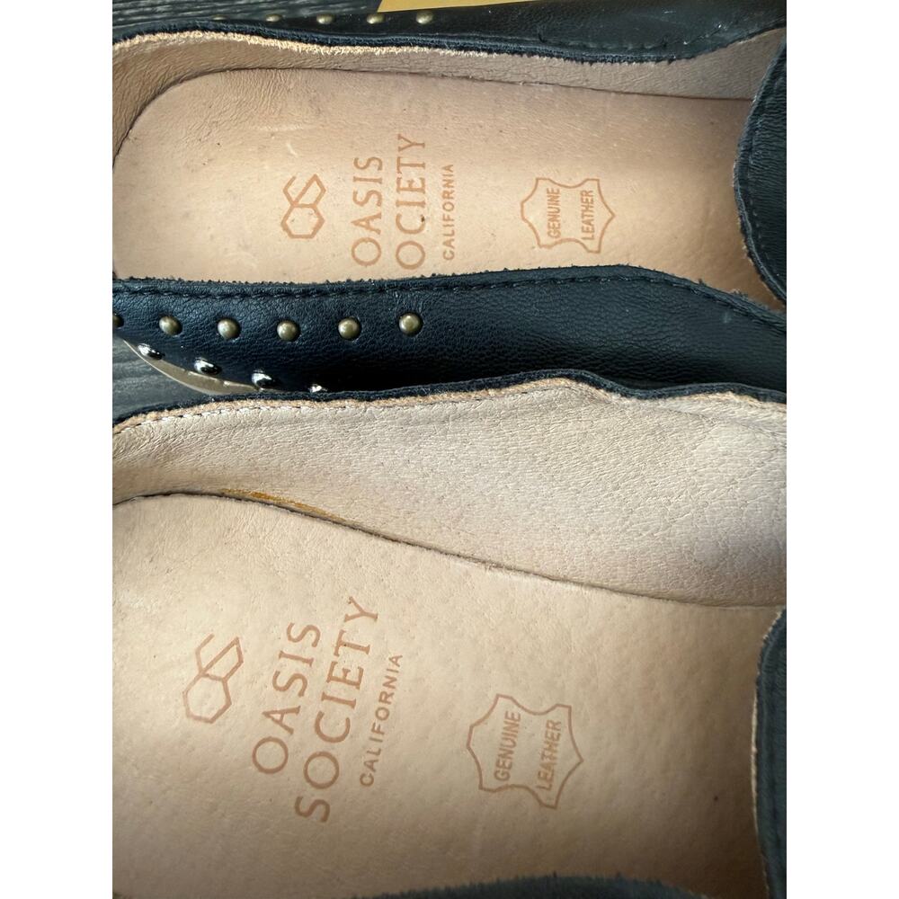 NWOT Oasis Society Los Angeles Pointed Toe Black Studded Mules SZ. 9 - Picture 4 of 6